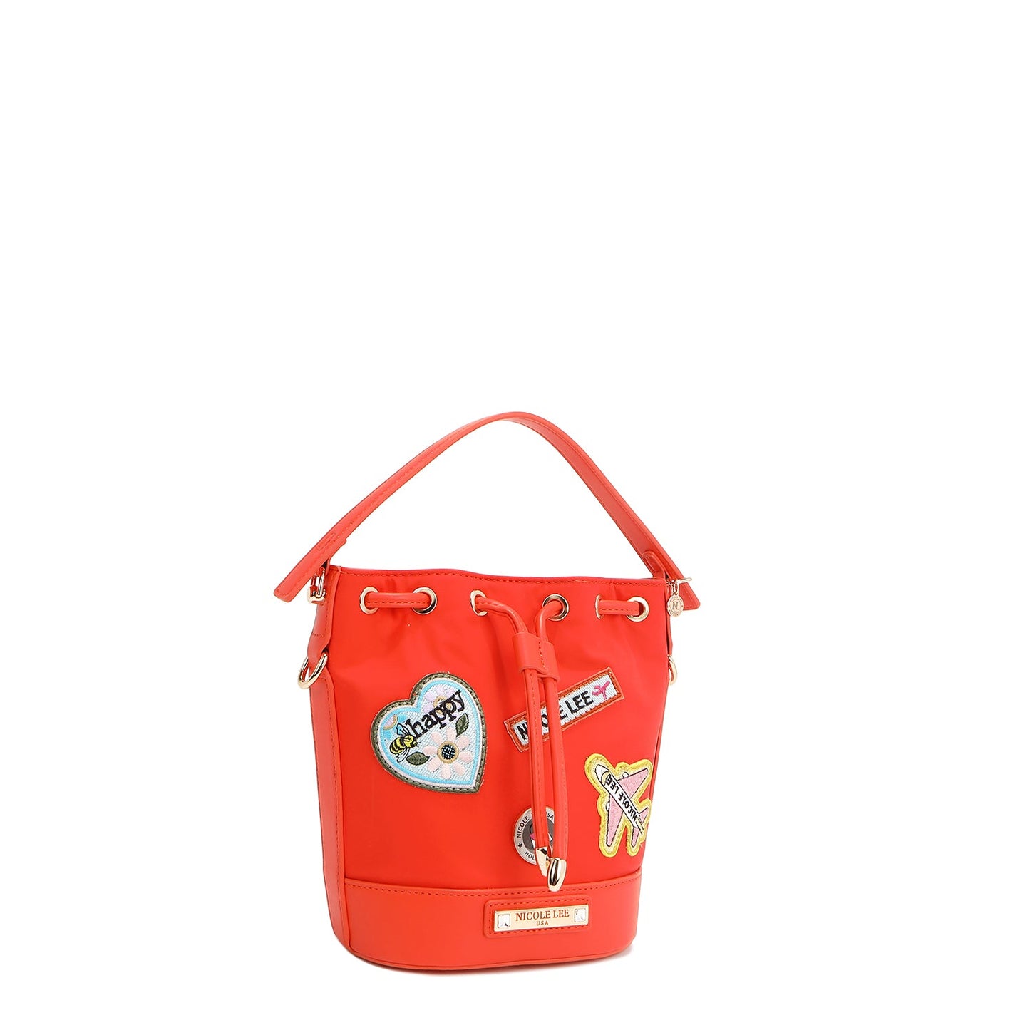 BOLSO CUBO CON PARCHES DE COLORES (Naranja)-4
