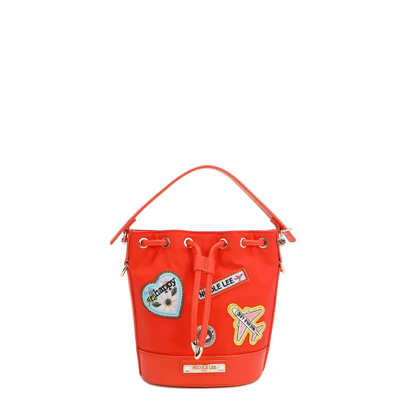 BOLSO CUBO CON PARCHES DE COLORES (Naranja)-3