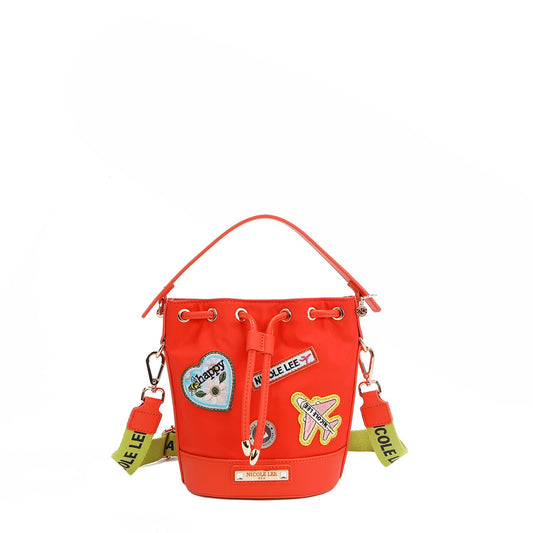 BOLSO CUBO CON PARCHES DE COLORES (Naranja)-0
